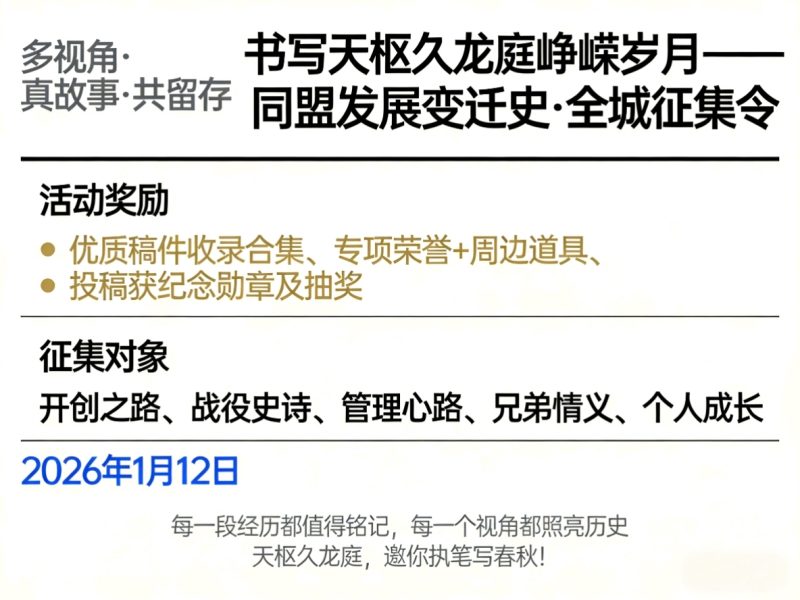 【征集令】书写天枢乄龙庭的峥嵘岁月！多视角记录同盟发展变迁史-风雅阁